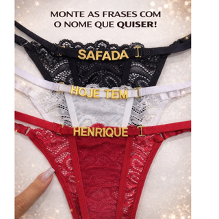 Calcinha Palavra Personalizada com Nome Regulagem String Fio Renda E Tule em Oferta na Shopee