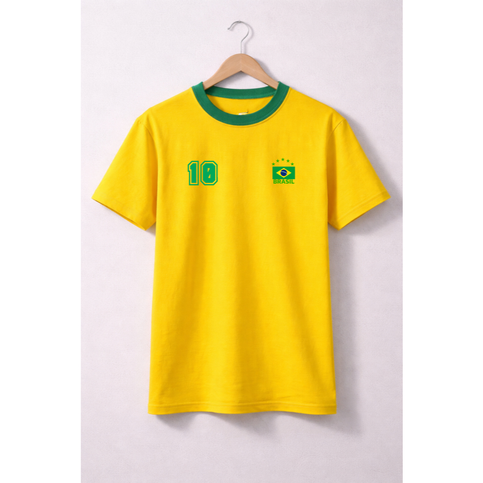 Camiseta Infantil do Brasil, Camiseta da Seleção, Camiseta Copa do Mundo, Camisa infantil amarela.