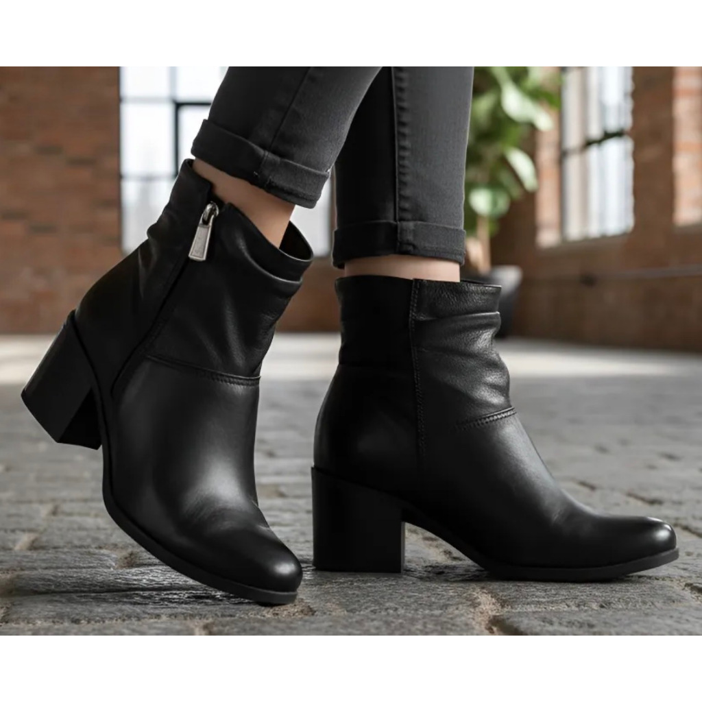 bota feminina bottero cano curto couro salto bloco 346907