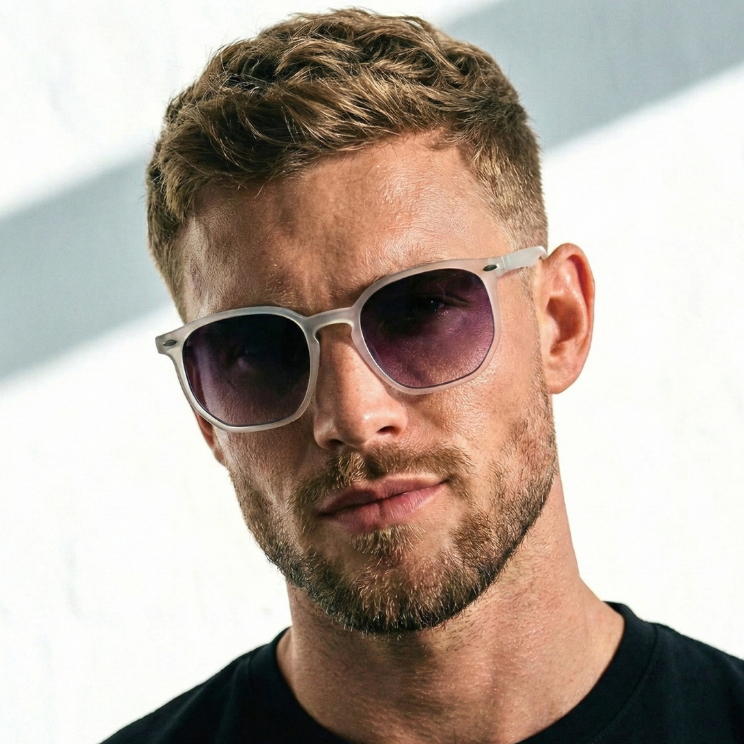 Imagem Óculos de Sol Tulum Branco Transparente Degradê Hexagonal Clássico Vintage uv400 Feminino Masculino