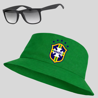 Chapéu Bucket Hat Unissex do Brasil Varias Cores + Oculos De Sol Promoção top