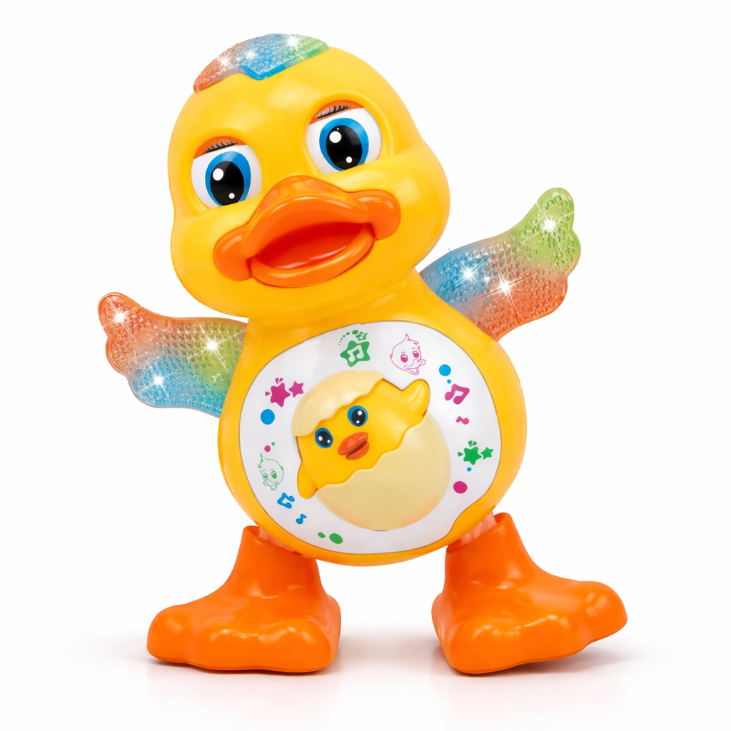Brinquedo Pato Patinho Dançante Musical Dança, Anda, Mexe, com Luz E Som + 3 PILHAS