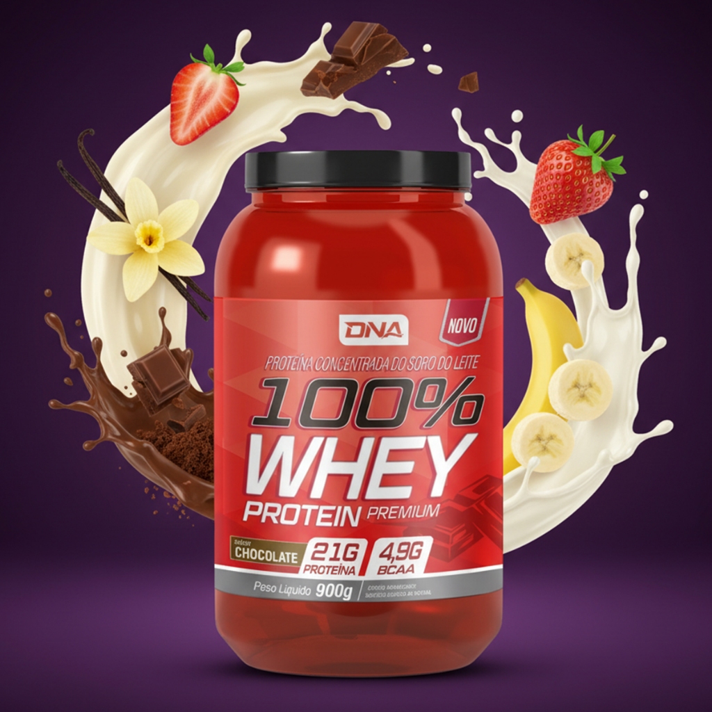 Whey Protein Concentrado 900g 23g Proteína Por Dose Pós Treino Ganho Massa Sabores Variados