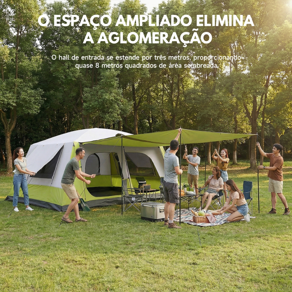 Barraca Gigante 12-16 Pessoas Camping Impermeável 5000mm Tenda Familiar com Divisória Interna em Oferta na Shopee