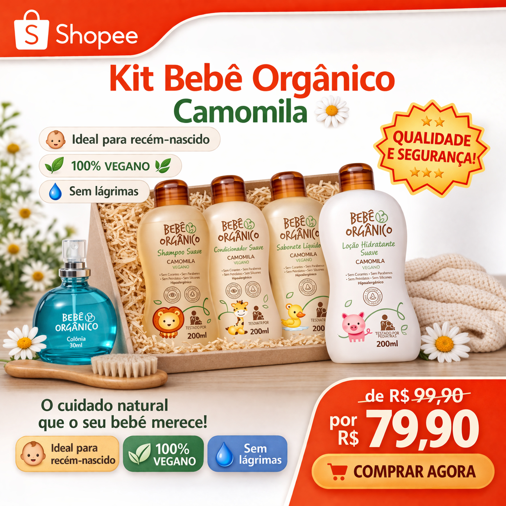 Kit Completo Bebê Camomila – Cuidado Diário com Segurança e Suavidade