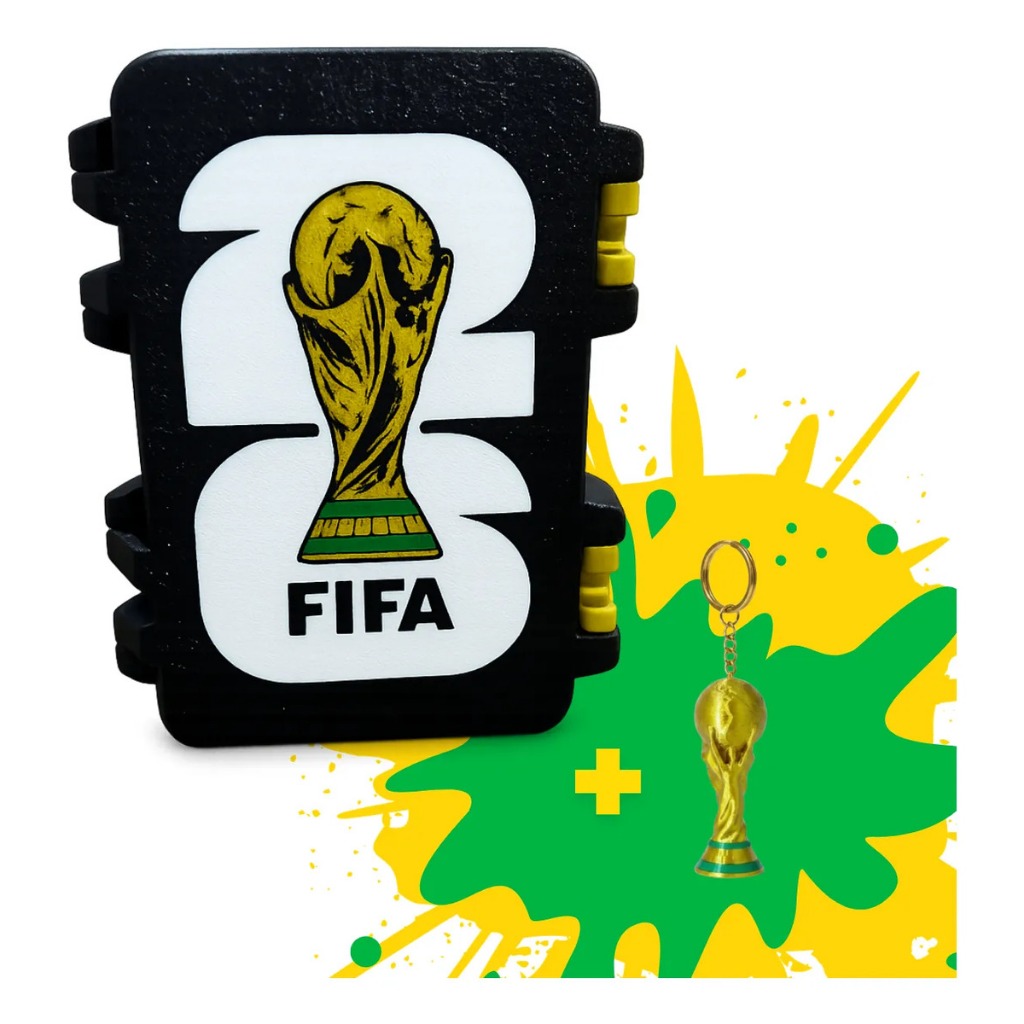 Porta Figurinhas Copa do Mundo Caixinha Organizadora para Álbum Figurinhas Futebol