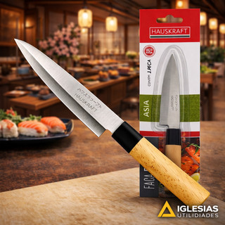 Faca Para Sushi Sashimi Peixes Leguminosas Verduras Yanagui ou Samurai 8pol Cor Aço Inox