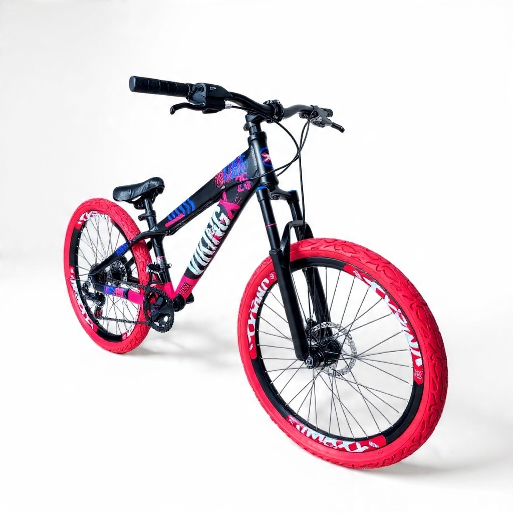 Bicicleta VikingX Aro26 Tuff25 21V Roda Vmaxx Freio a Disco Pneu Flame Rosa - Preto Rosa