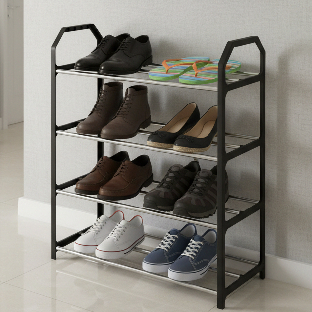 Sapateira 4 Andares Desmontável Multiuso  Organizador para 8 Pares de Sapatos Tênis Brinquedos