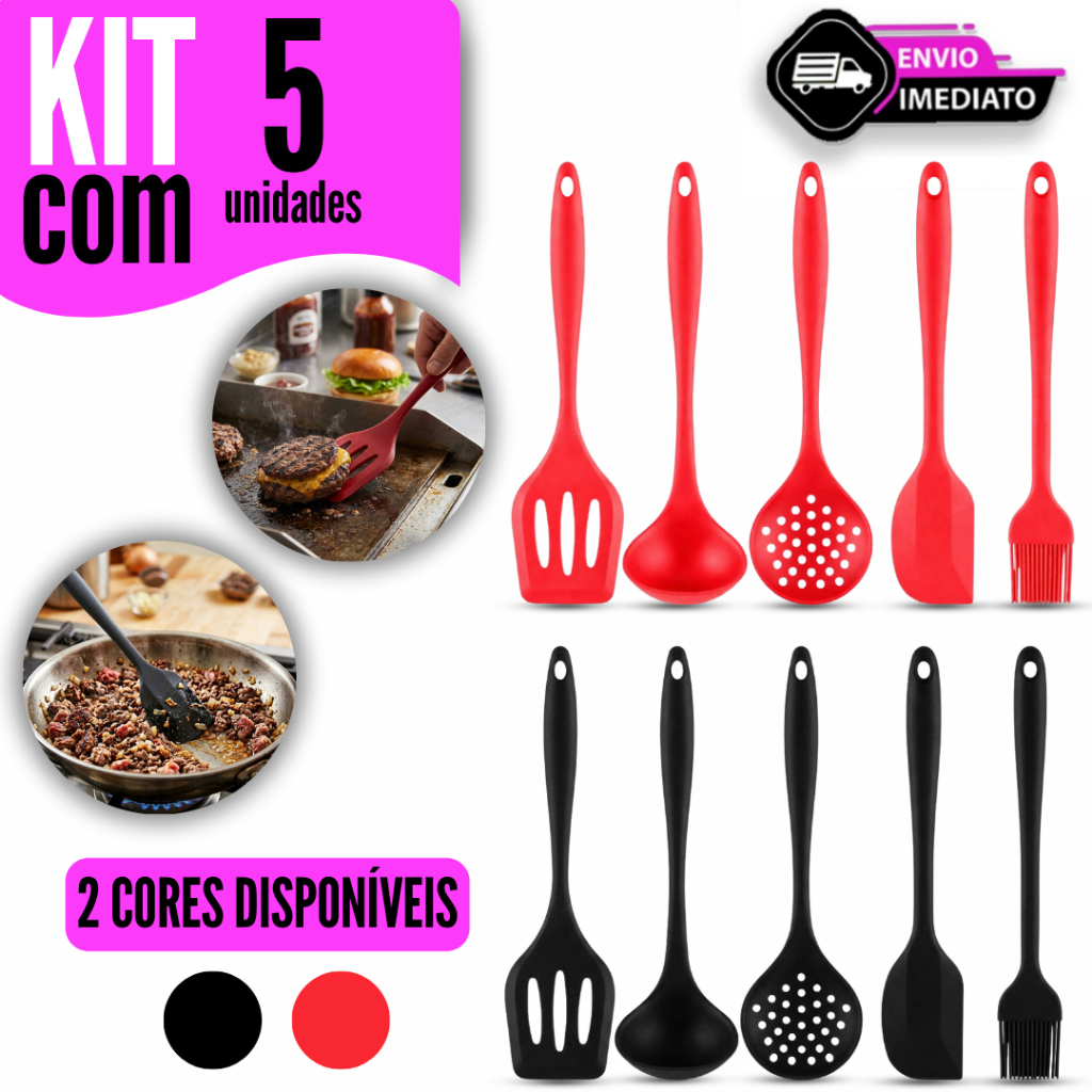 Kit Utensílios de Cozinha Silicone Peças Uso Profissional ou Doméstico Para Restaurantes Cozinha
