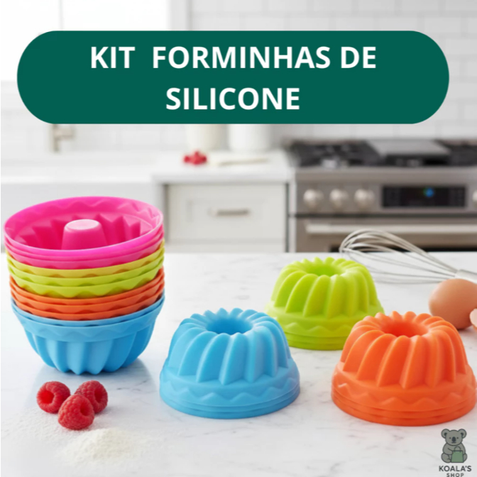 Kit 12 Formas Em Silicone Para Cupcake Pudim Doces Cores Aleatórias Cozinha Multiuso Prático