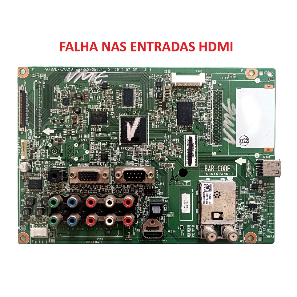Placa Principal TV 50pa4500 eax64280507 Falha HDMI Cod FL008