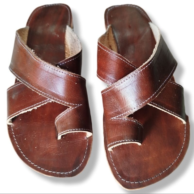 Chinelo Percata Alpercata Sandália dedo Masculino Couro Legítimo Solado Pneu