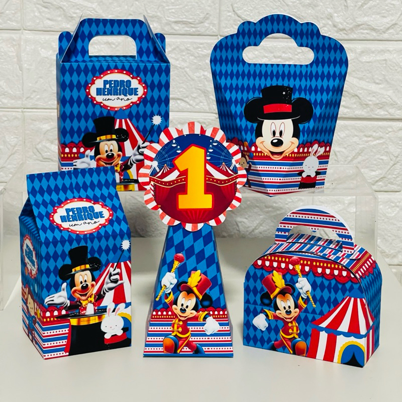 kit personalizados CIRCO DO MICKEY, caixinhas personalizadas, lembrancinhas circo do Mickey (PEGUE E MONTE)