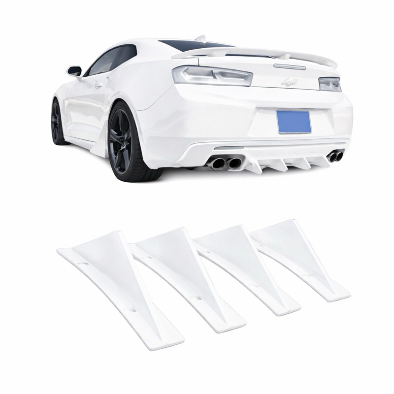 Difusor Traseiro Esportivo Universal BRANCO em ABS de Alto Impacto - Kit 4 Aletas