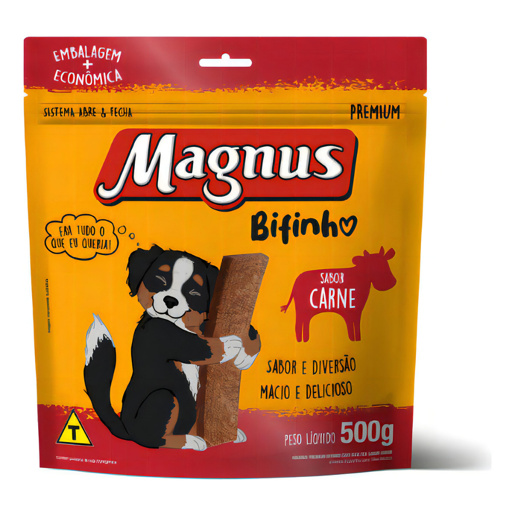 Bifinho Magnus para Cães Adultos Sabor Carne 500g - Textura Macia e Saúde Bucal