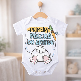 Body Bebê Personalizado Com Nome Coelhinho Primeira Páscoa em Oferta na Shopee