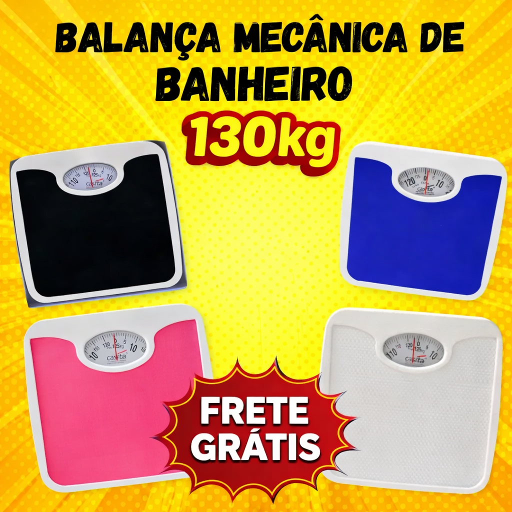 Balança Mecanica Banheiro Corporal Domestica 130kg Resistente Facil de Usar Confiavel Sem Pilha
