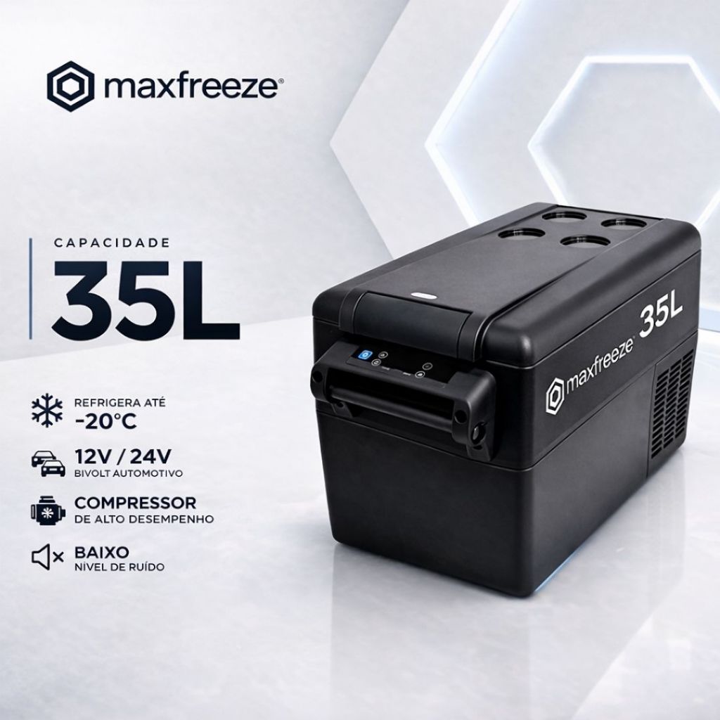 Mini Geladeira Portátil 35 Litros 12V/24V 110v/220v Caminhão Ônibus Van Camping Carro Trailer
