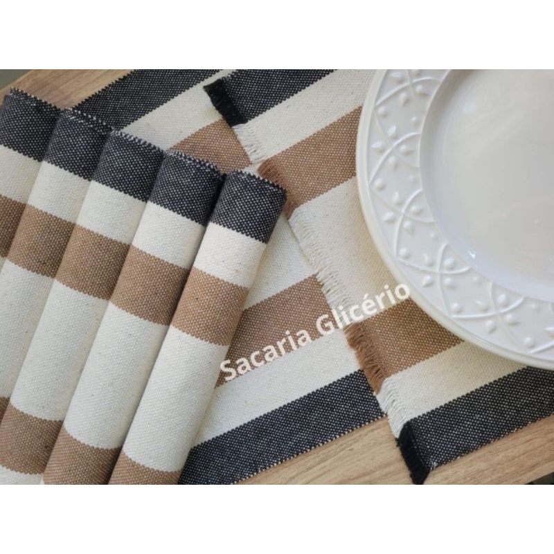 Jogo americano 6 lugares e 1 caminho Tear algodão Chic em Oferta na Shopee