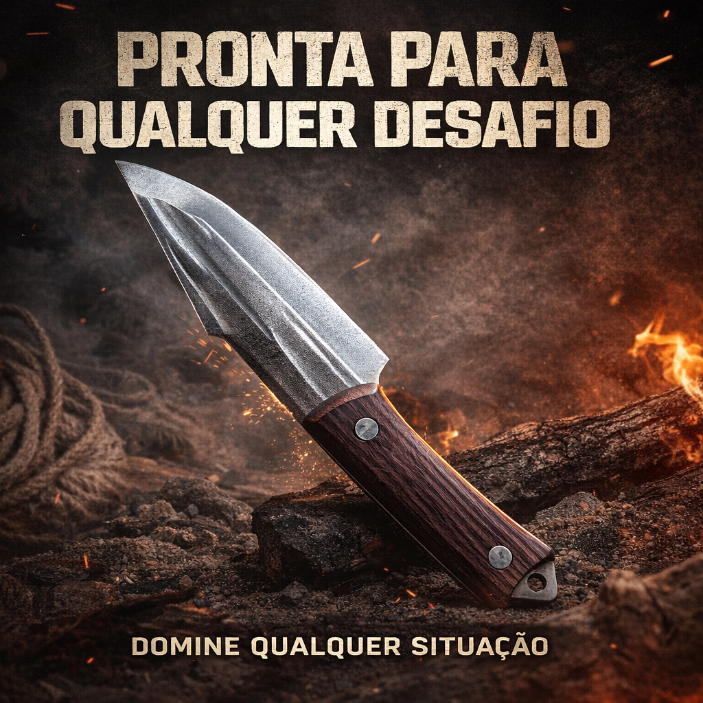 Faca Tática Full Tang Aço Carbono Camping Sobrevivência Bushcraft