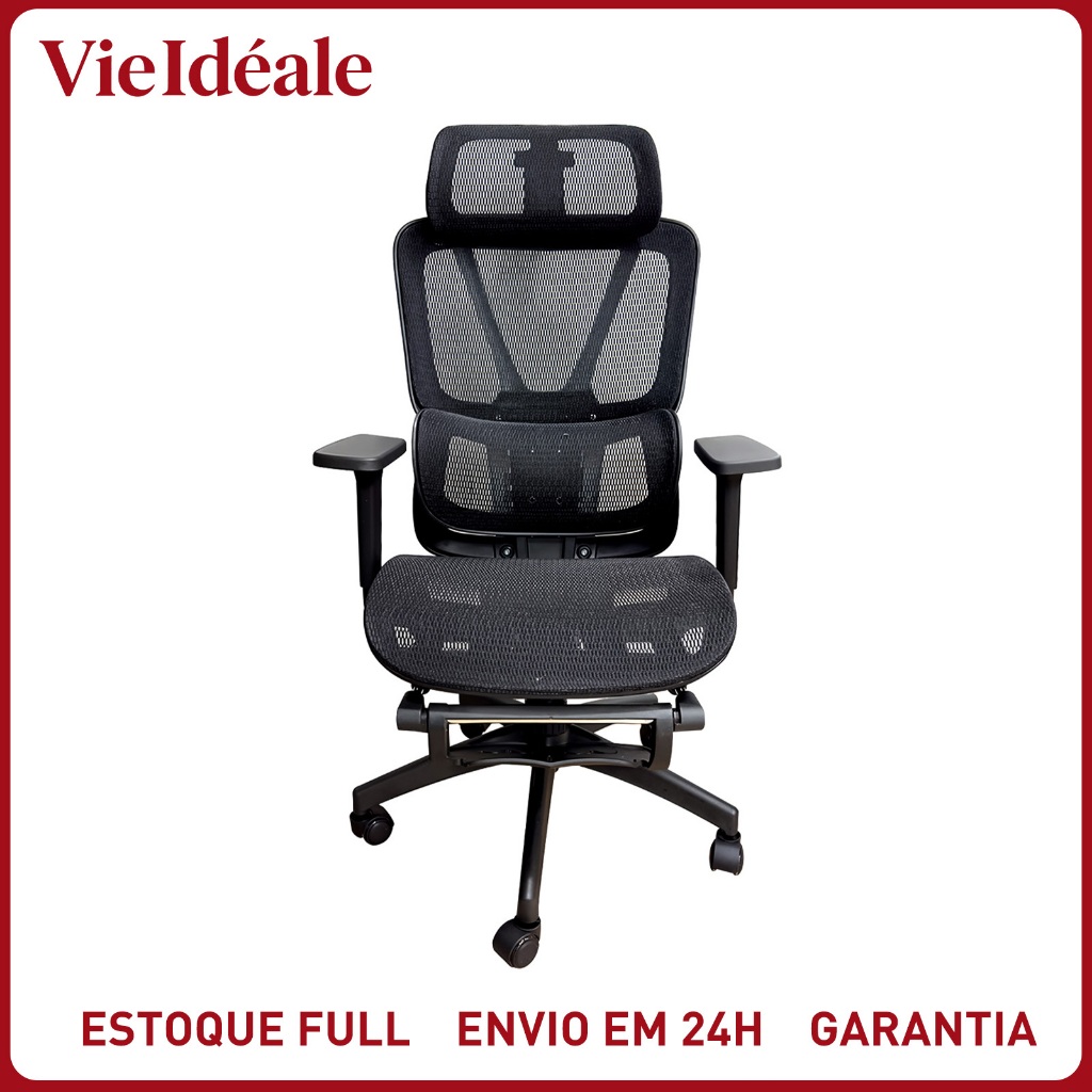 Cadeira Ergonômica Gamer Escritório com Apoio para Pés, Braço 6D Ajustável e Suporte Lombar 150KG em Oferta na Shopee