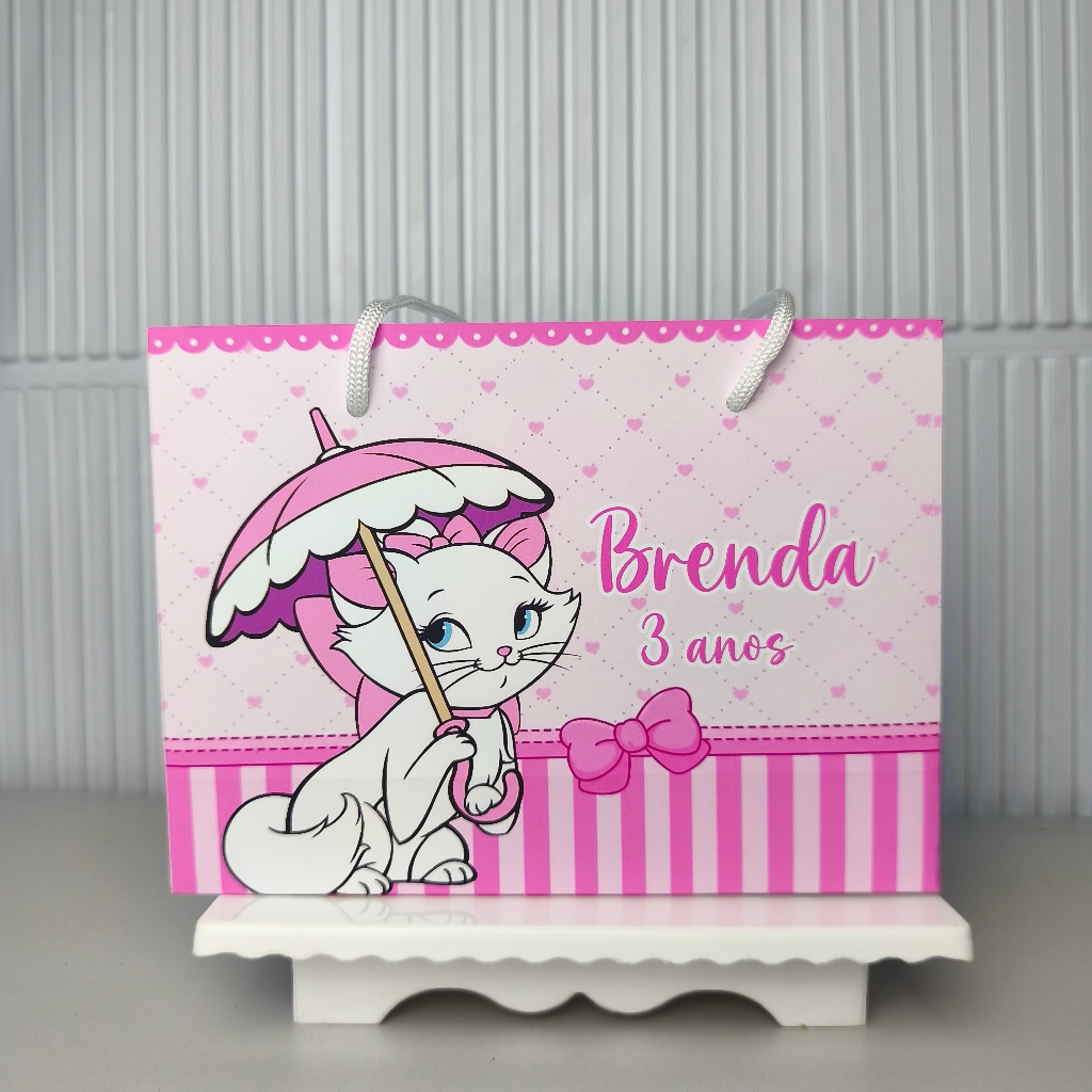 Sacolinha Personalizada Gatinha Marie | Lembrancinha Festa Infantil | Sacola Surpresa Personalizada