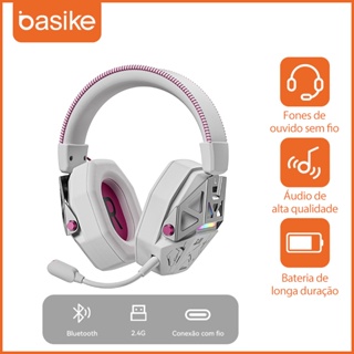 Basike Sem Fio Headset Gamer Fone Bluetooth Com Microfone Com 2.4G Adaptador Original Fones De Ouvido Sem Fio em Oferta na Shopee