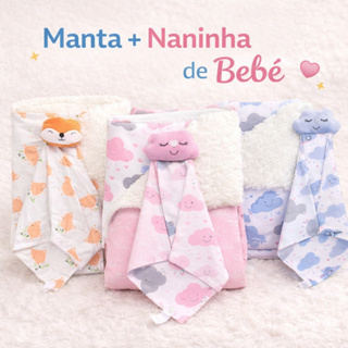 Manta Sherpa de Bebê + Naninha Para Menina e Menino em Oferta na Shopee