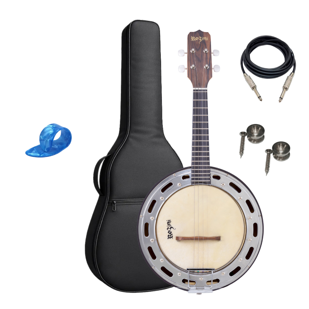 Banjo Estudante Rozini Rj14 Eletric Caixa Larga Imbuia +capa