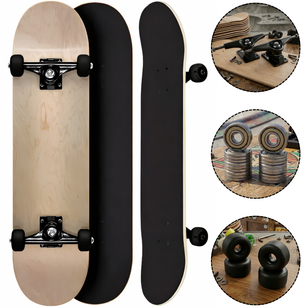 Skate Profissional Montado de Marfim Liso Completo Sem Limitação de Peso