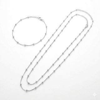 Kit Colar Duplo Feminino + Pulseira Fina Ouro/Prata Folheado Ouro e Prata em Oferta na Shopee