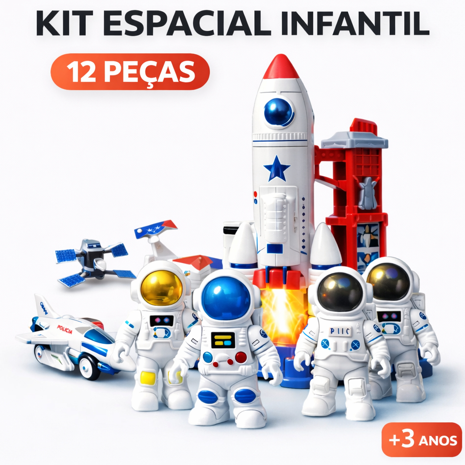 Kit Brinquedo Espacial Infantil Astronauta Foguete Naves Pull Back 12 Peças Educativo Crianças Presente Espaço