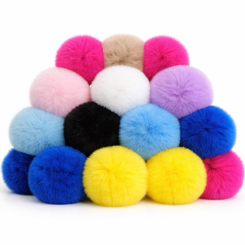 POMPOM PELÚCIA 70 MM - PELO ALTO - 10 UNIDADES OU 30 UNIDADES