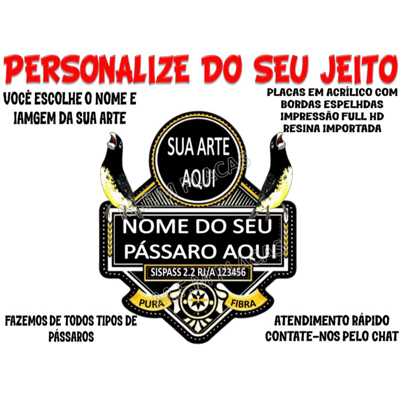 Placa De Gaiola Resinada Em Acrilico Baiano Trinca Ferro Coleiro Tiziu Todas As Espécies