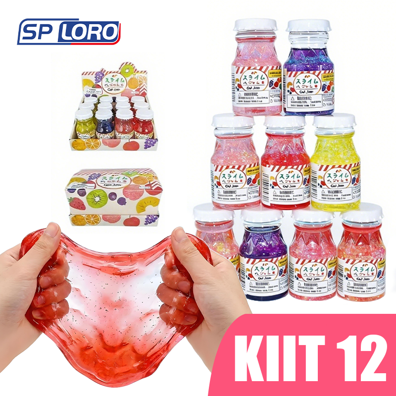4/8/12PCS Agua Fake Slime Transparente Garrafa Fofo com Frutas Frescas Satisfatório Presente 4663