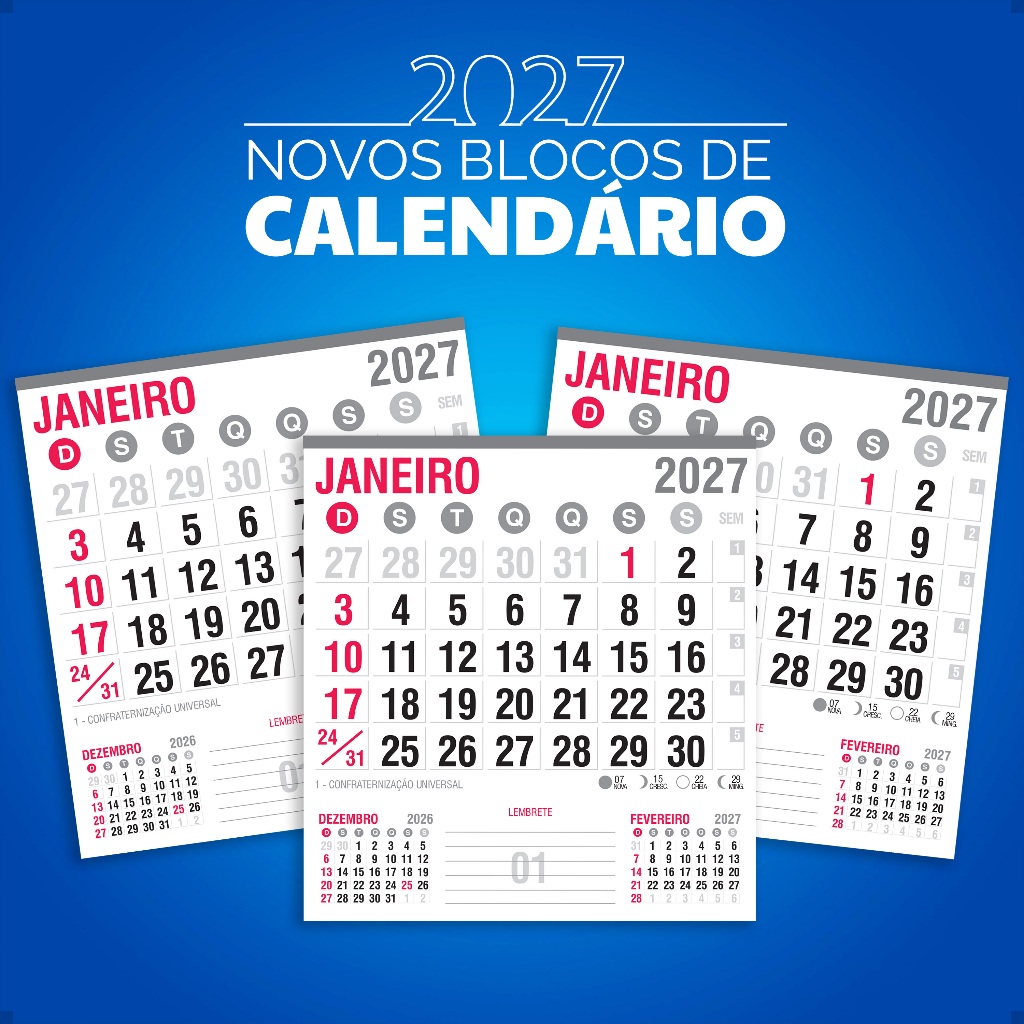 Bloco De Calendário Mini Comercial 14x15cm 10/50/100 Un 2027