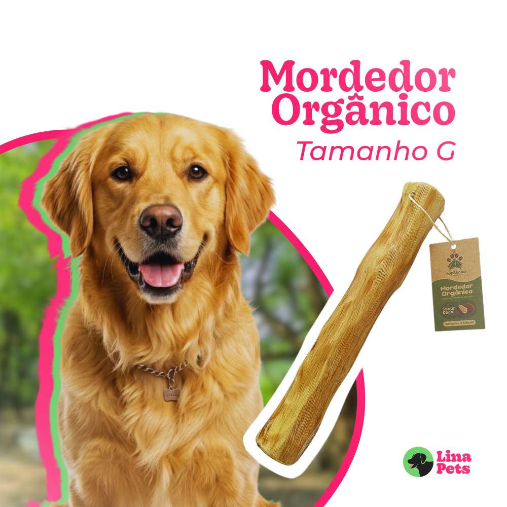 MORDEDOR PARA CACHORRO PRODUTO NATURAL RUSTICO MADEIRA DE CAFE SABOR CÔCO TAM.G  30X3A5CM BRINQUEDO PET