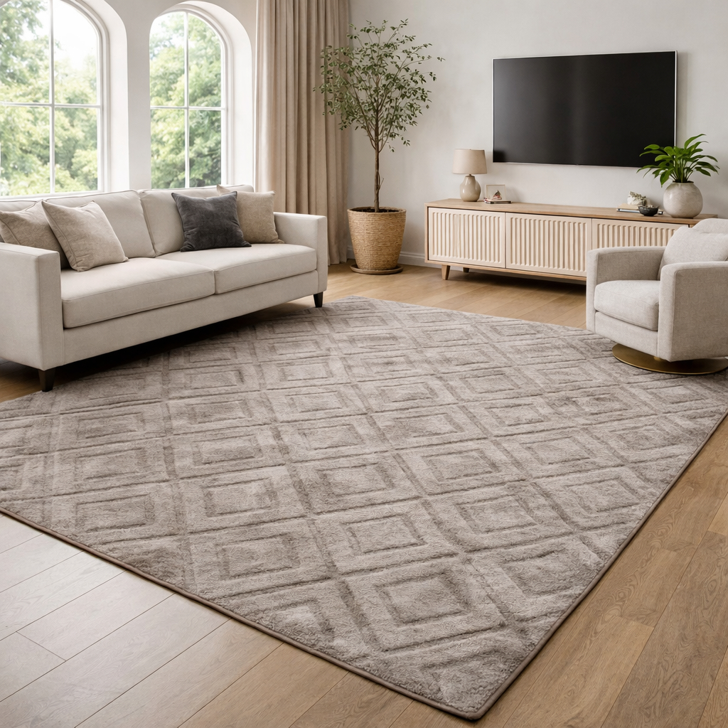 Tapete Sala 2,00x1,40 Geométrico Pelo Baixo Fácil de Limpar