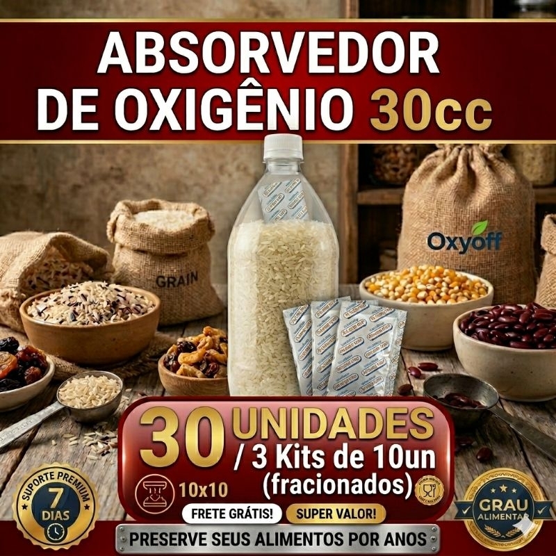 absorvedor de oxigênio 30 unidades fracionados de 10x10 em Oferta na Shopee