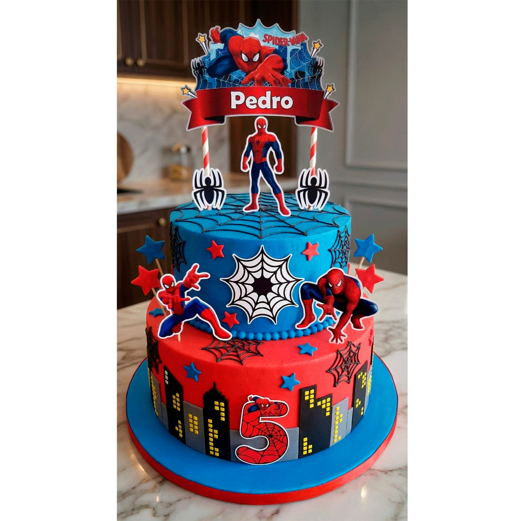 Topper topo de bolo Homem Aranha Personalizado Nome e Idade em Oferta na Shopee