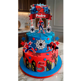 Topper topo de bolo Homem Aranha Personalizado Nome e Idade em Oferta na Shopee