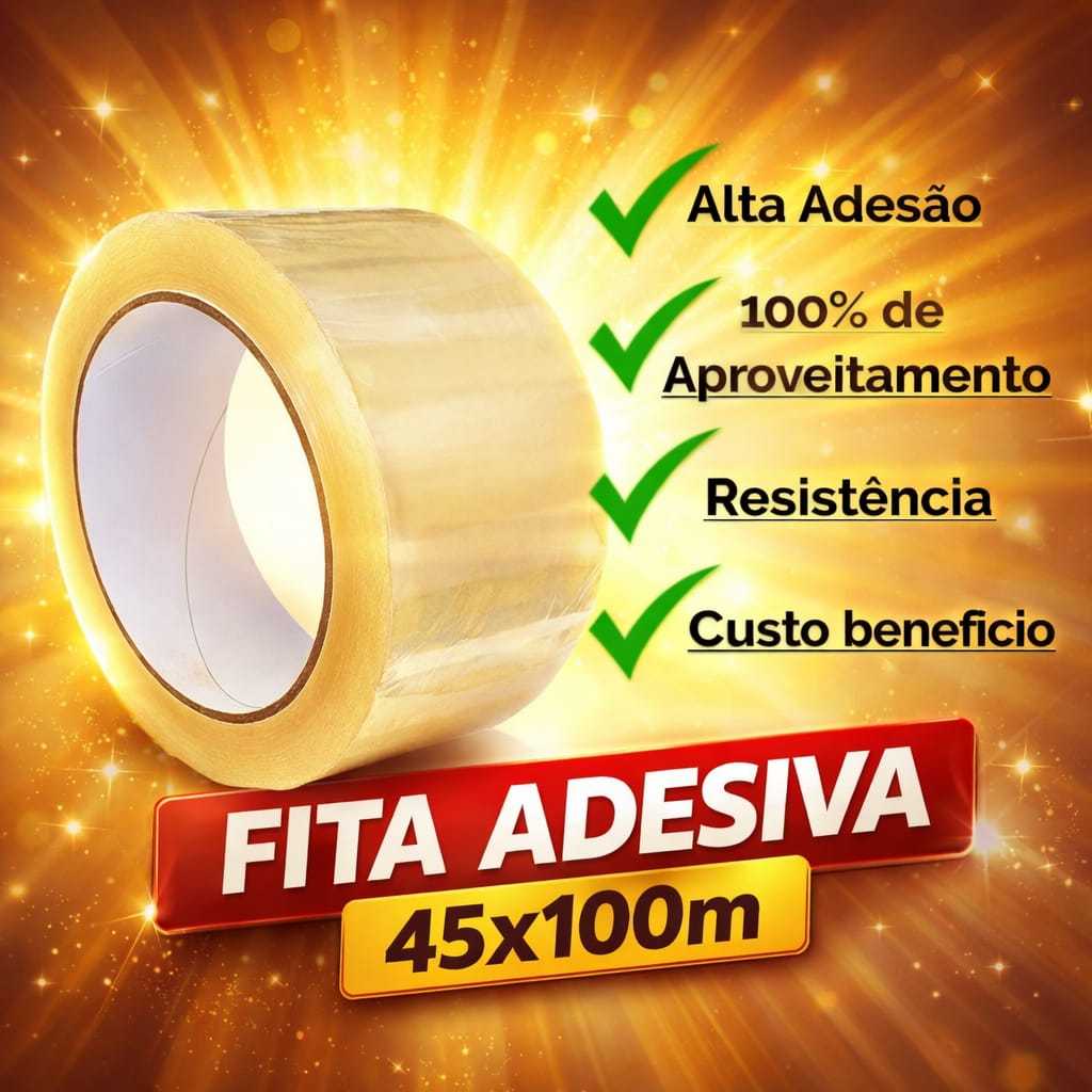 Fita Adesiva Durex 45mm X 100m Transparente Larga Rolo Fitas Empacotamento Ecommerce