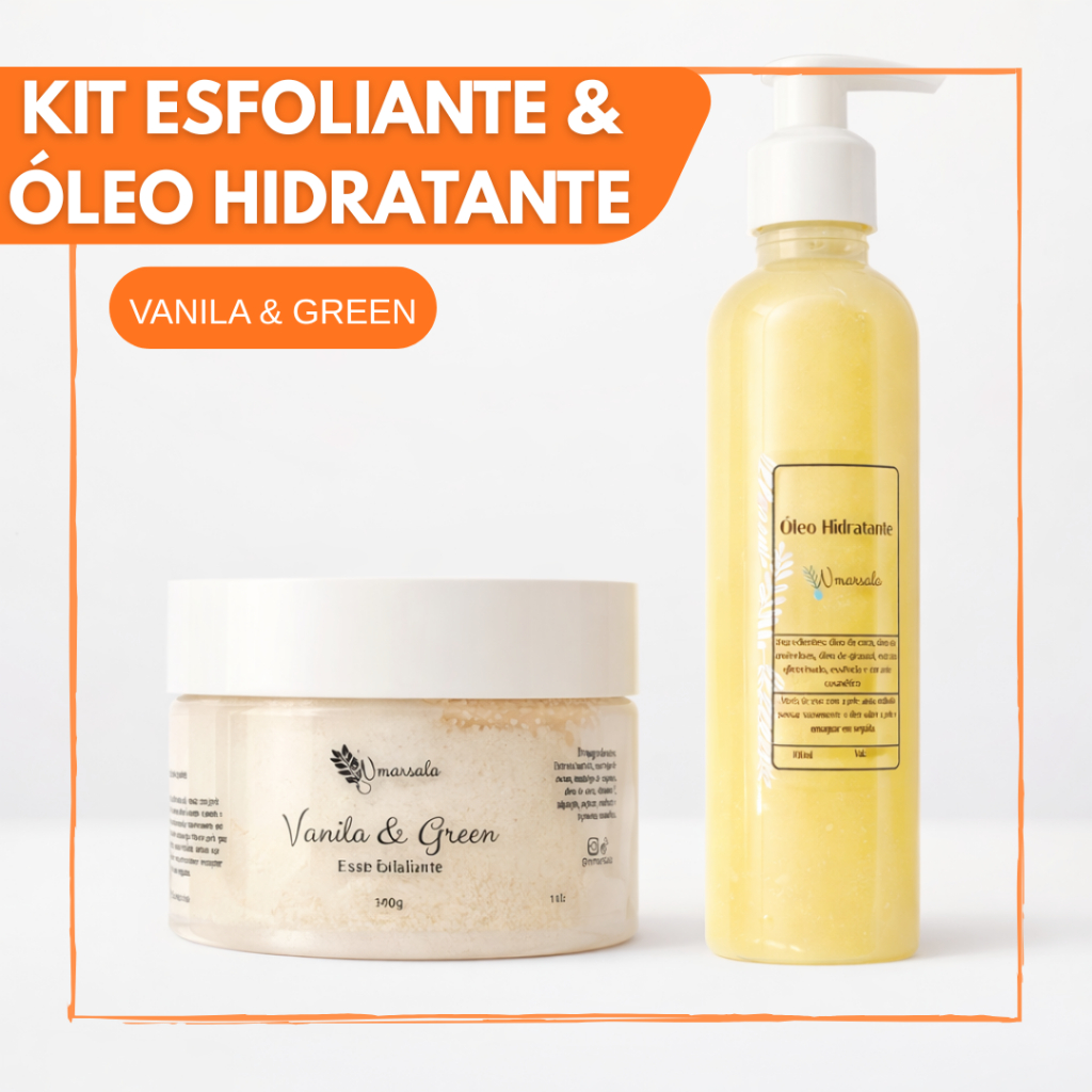 Esfoliante Corporal Vanilla & Green com Óleo Hidratante | Kit Banho Relaxante