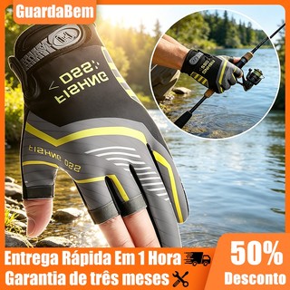 Luvas de pesca para homens e mulheres, proteção durante a pescaria, ajustável, resistente e confortável