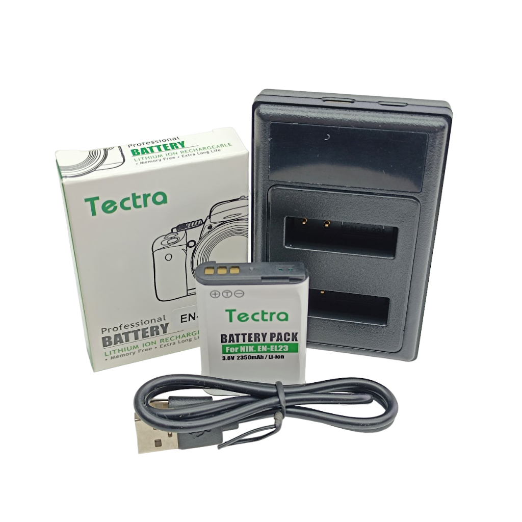 KIT Carregador Usb + Bateria Tectra En-el23 Pra Nikon Coolpix P900 P600 P610 S810c B700