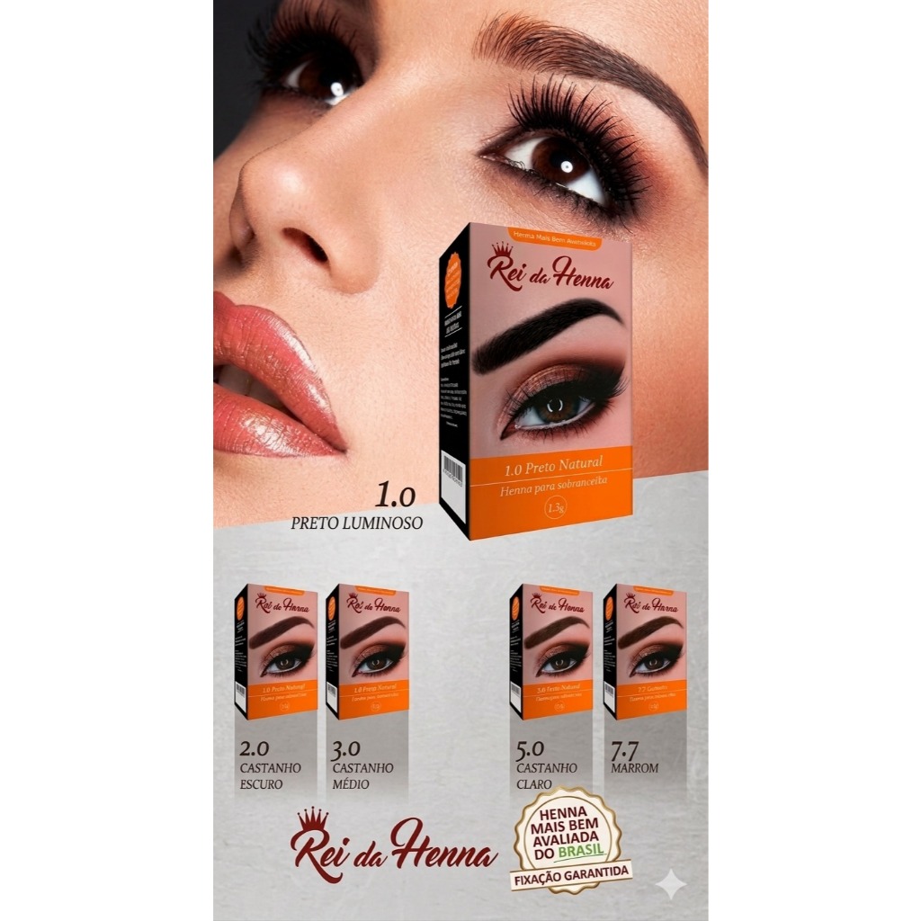 Henna para Sobrancelha - Rei da Henna 1,3g / 5 Tons Diferentes