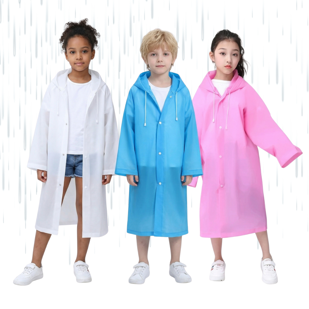 Capa de chuva INFANTIL PREMIUM Unissex Grossa e Longa em Vinil Capuz Confortável Protetora