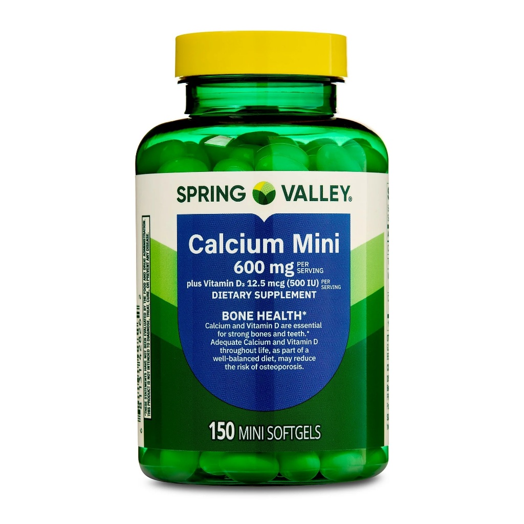 Calcium Mini 600 Mg Spring Valley + VITAMINA D3 150 SOFTGELS