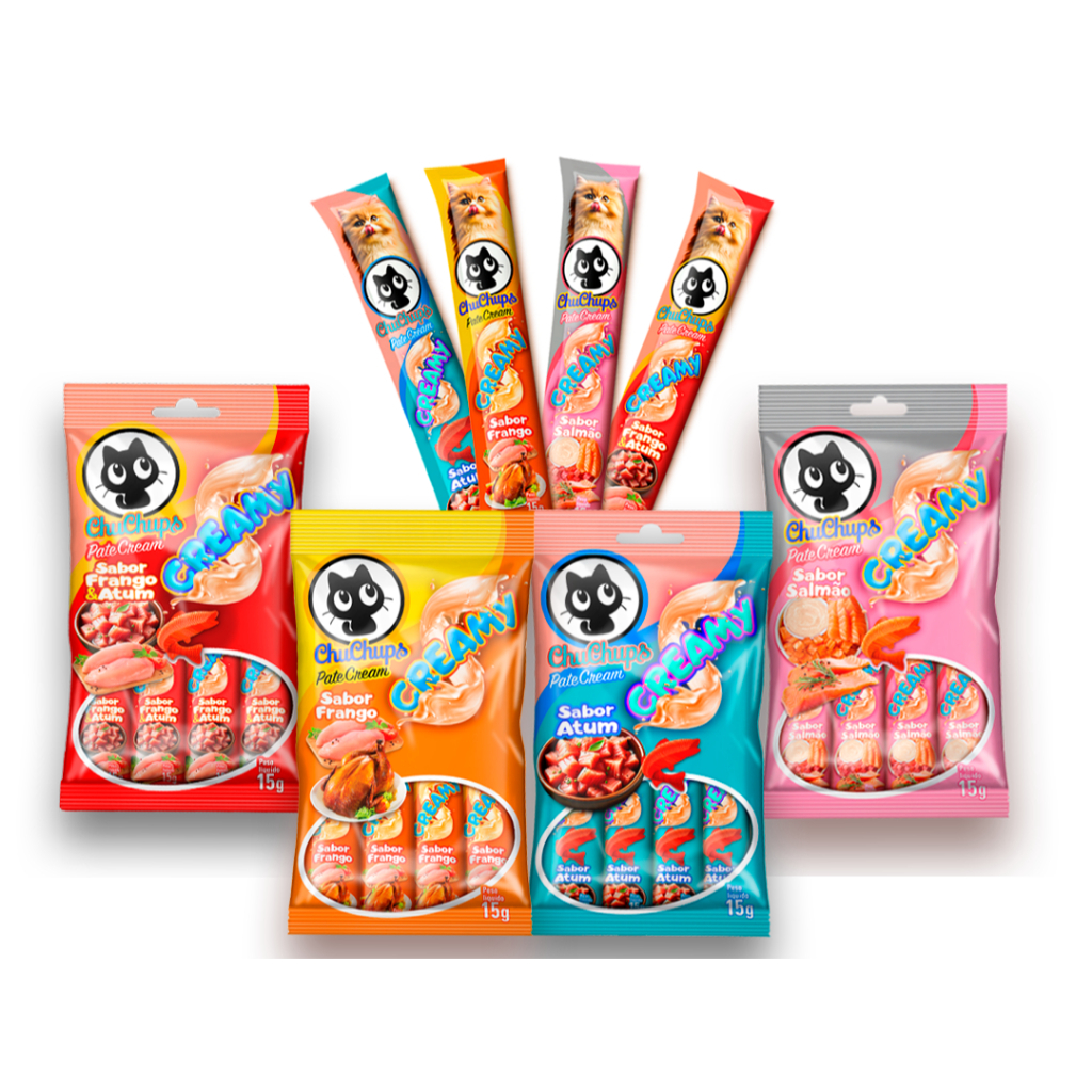 Petisco Para Caes e Gatos ChuChups Cream de 15g Tipo Churu e Truly